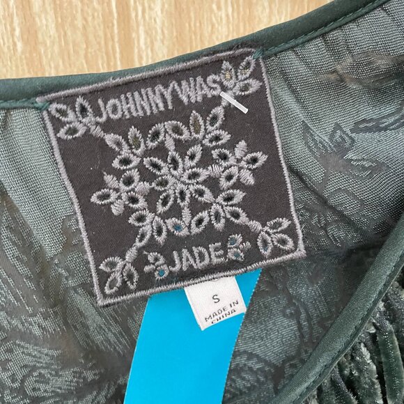 Johnny Was green velour top size small - Picture 2 of 5